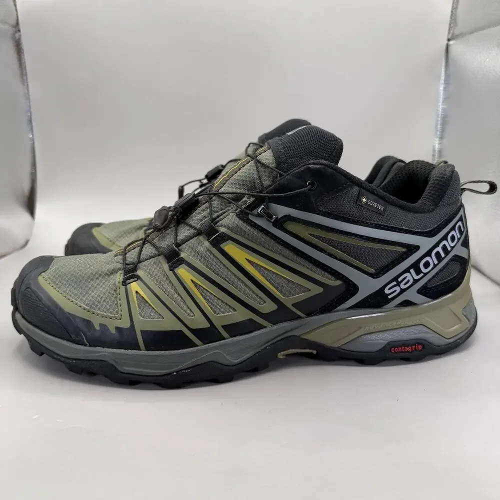 Salomon X Ultra Low GORE-TEX Shoes Mens 12 US Olive Green Hiking Trail Sneakers